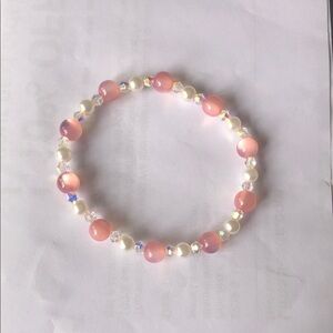 Elegant Pink and White Beaded Bracelet